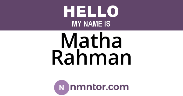 Matha Rahman