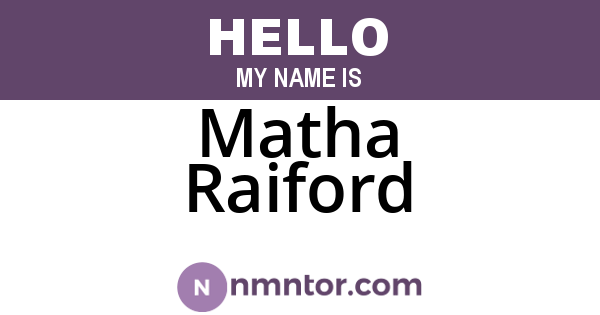 Matha Raiford