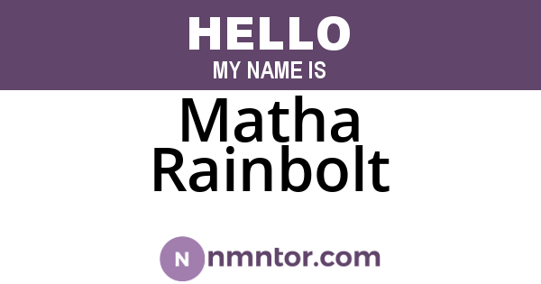 Matha Rainbolt