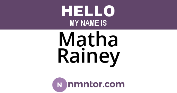 Matha Rainey