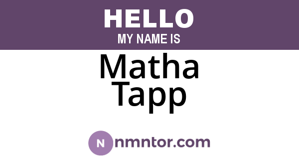 Matha Tapp