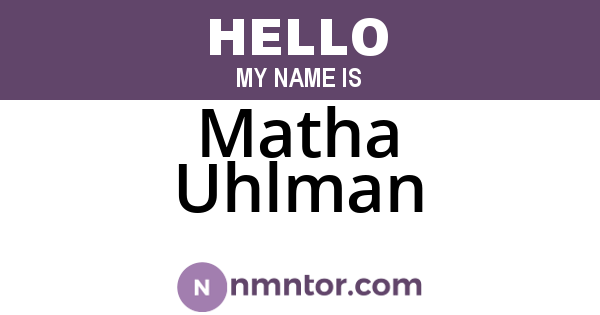 Matha Uhlman