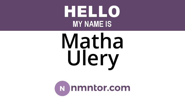 Matha Ulery