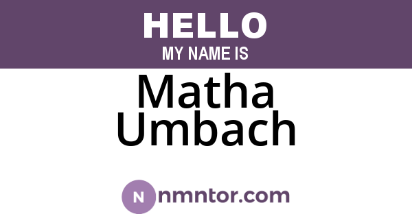 Matha Umbach