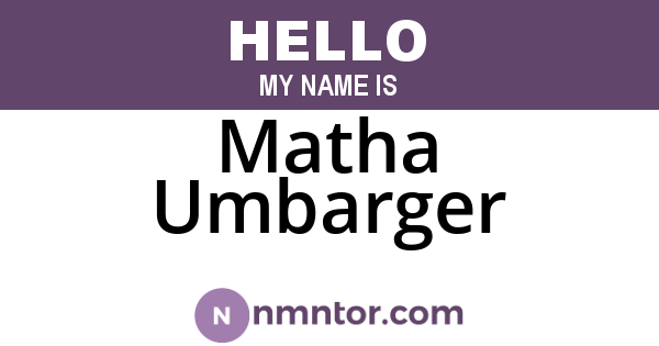 Matha Umbarger