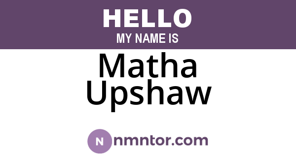 Matha Upshaw
