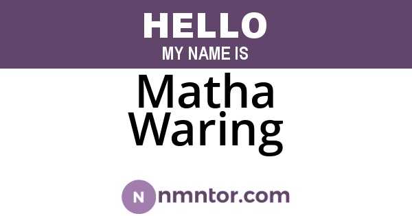 Matha Waring