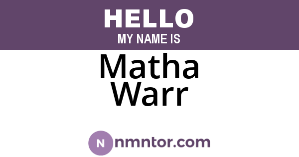 Matha Warr