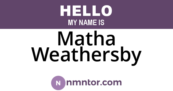 Matha Weathersby