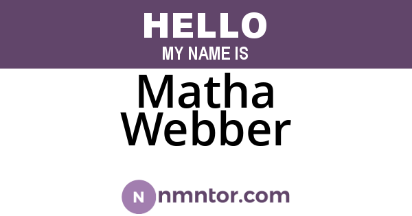 Matha Webber