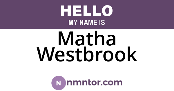 Matha Westbrook