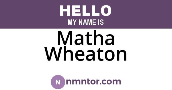 Matha Wheaton