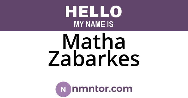 Matha Zabarkes