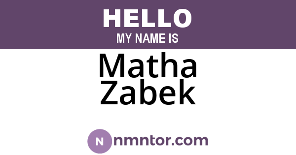 Matha Zabek