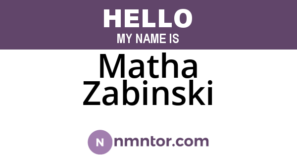 Matha Zabinski