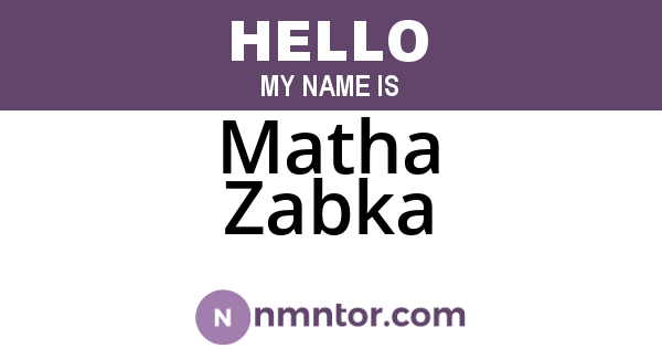 Matha Zabka