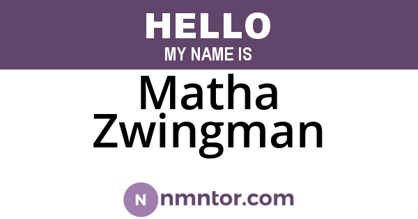 Matha Zwingman