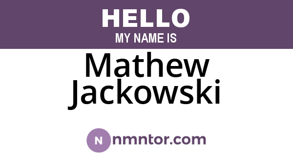 Mathew Jackowski
