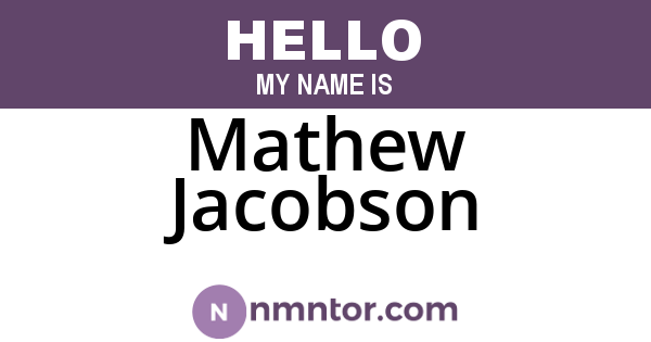Mathew Jacobson