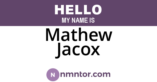 Mathew Jacox