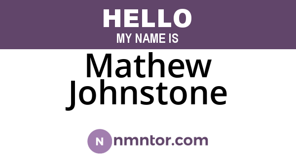 Mathew Johnstone