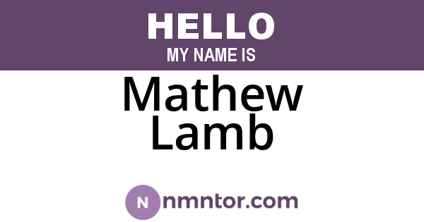 Mathew Lamb