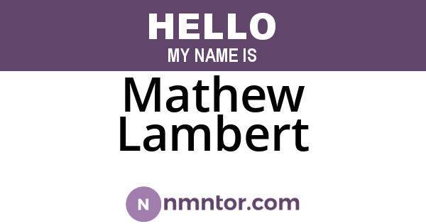 Mathew Lambert