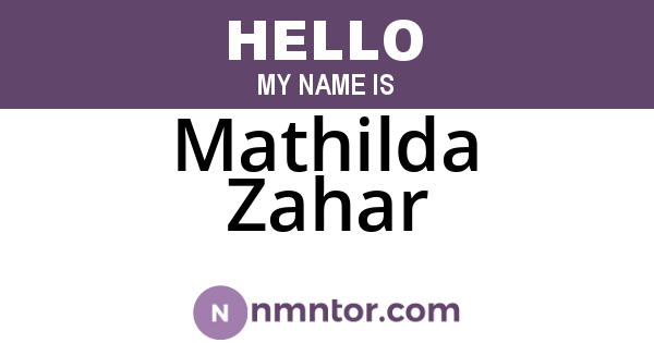 Mathilda Zahar