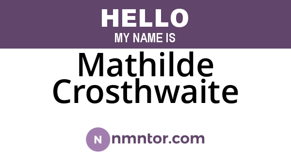Mathilde Crosthwaite