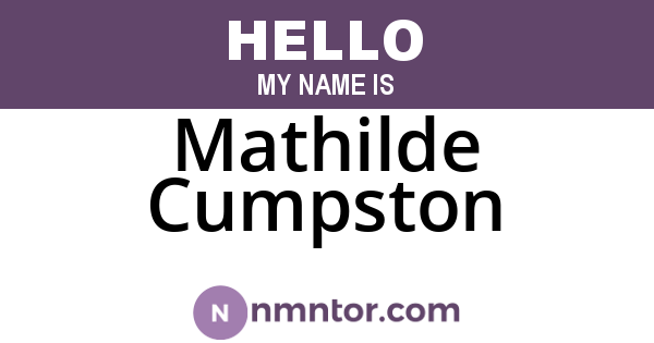 Mathilde Cumpston