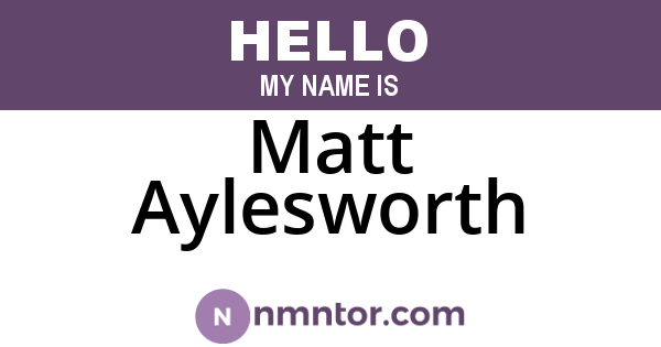 Matt Aylesworth