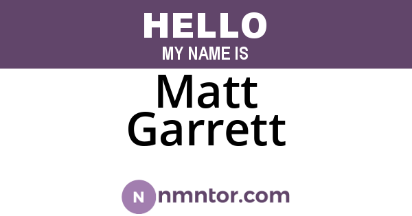 Matt Garrett