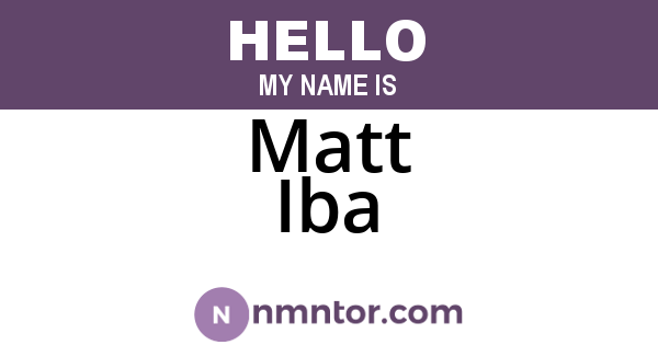 Matt Iba