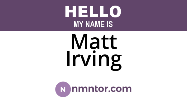 Matt Irving