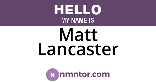 Matt Lancaster