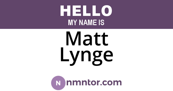 Matt Lynge