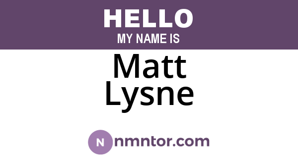 Matt Lysne
