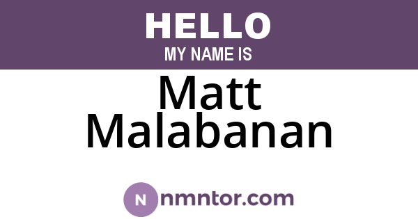 Matt Malabanan