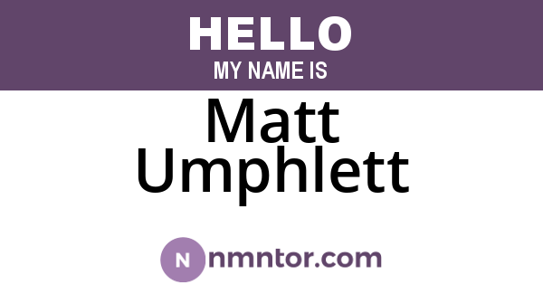 Matt Umphlett