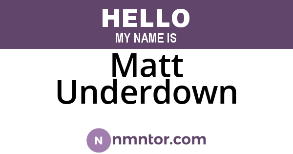 Matt Underdown