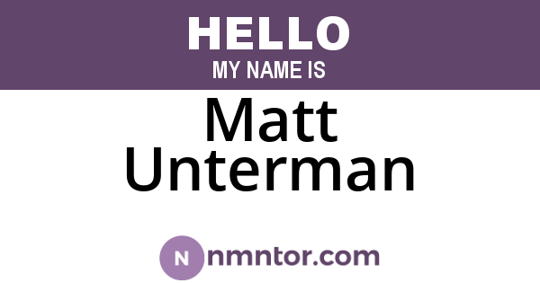 Matt Unterman