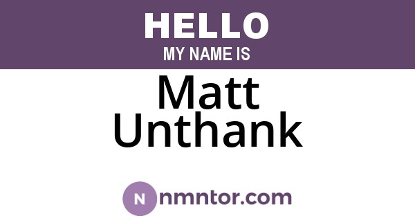 Matt Unthank
