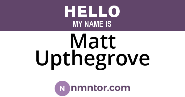 Matt Upthegrove