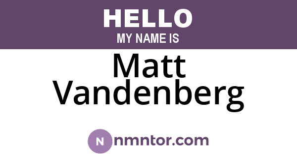 Matt Vandenberg
