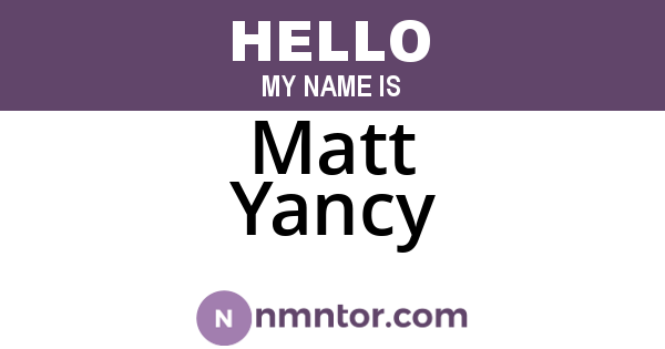 Matt Yancy
