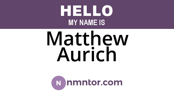 Matthew Aurich