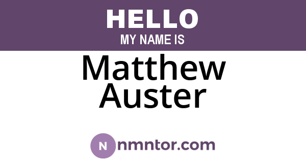Matthew Auster