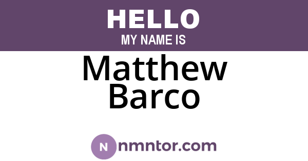 Matthew Barco