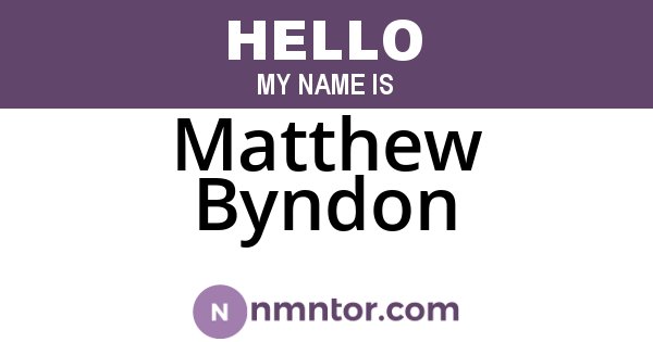 Matthew Byndon