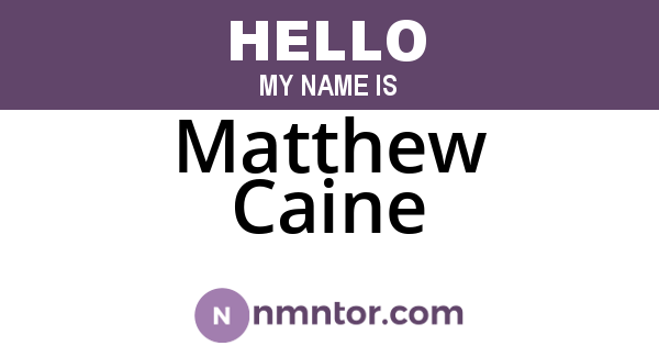 Matthew Caine